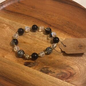 Black and Gray Beaded Bracelet with Elegant Contrast